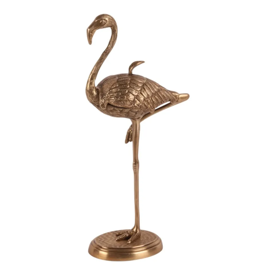 Deco storage box Flamingo brass 29 cm