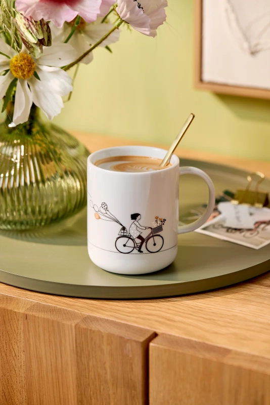 Cană cu bicicletă, D8 cm, H9,8 cm