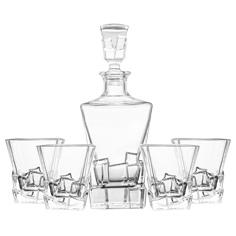 Set cadou: decantor și 4 pahare de whisky