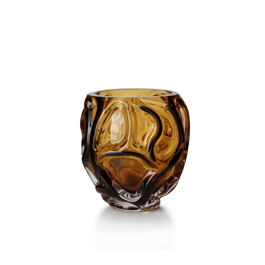 Vase in amber glass budapest d23,7x25h
