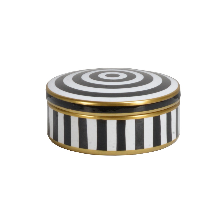 ROUND BOXE PORCELAIN WHITE/BLACK D17,5cm