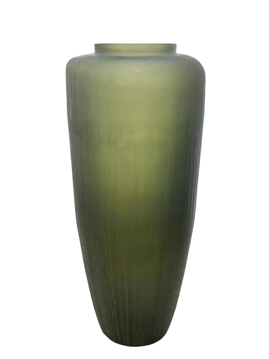 Vază Phuket din sticlă verde aspect piatră, H72 cm