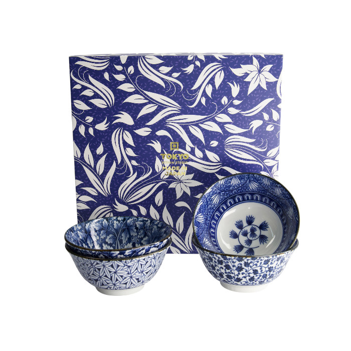 Set cadou Hana Blue, 4 boluri tayo, 15x7 cm