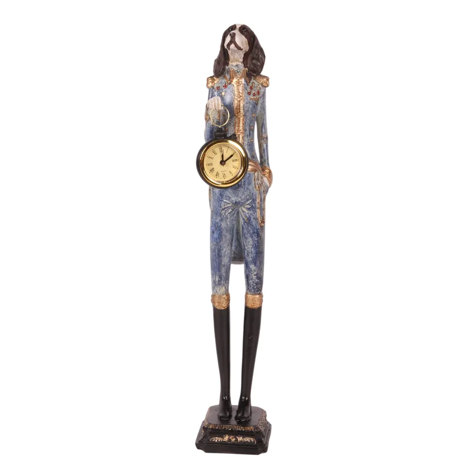 Dog statue with clock 45 cm