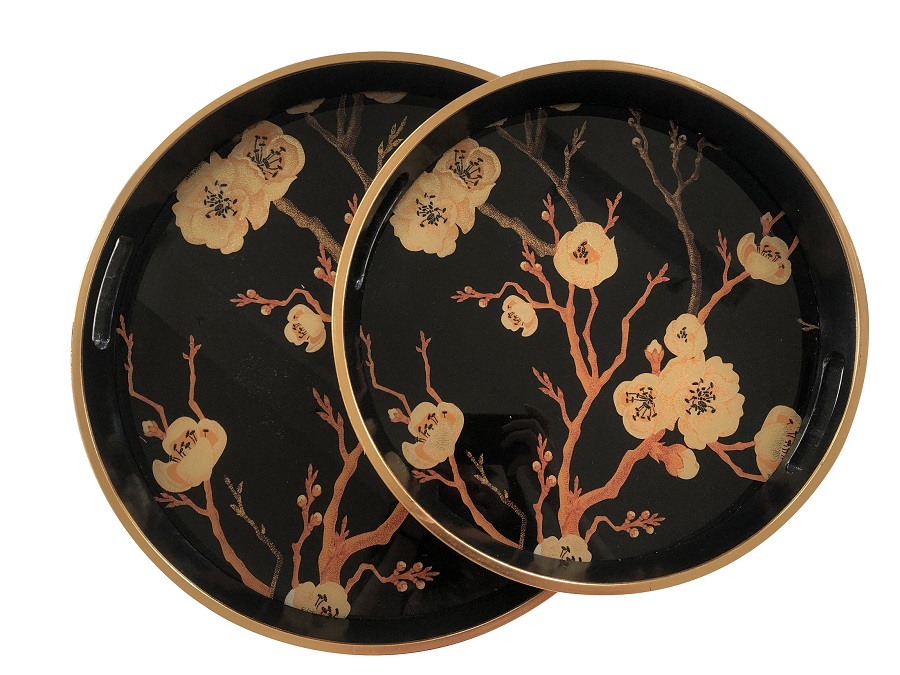A D 46 ROUND MIRROR TRAY SAKURA
