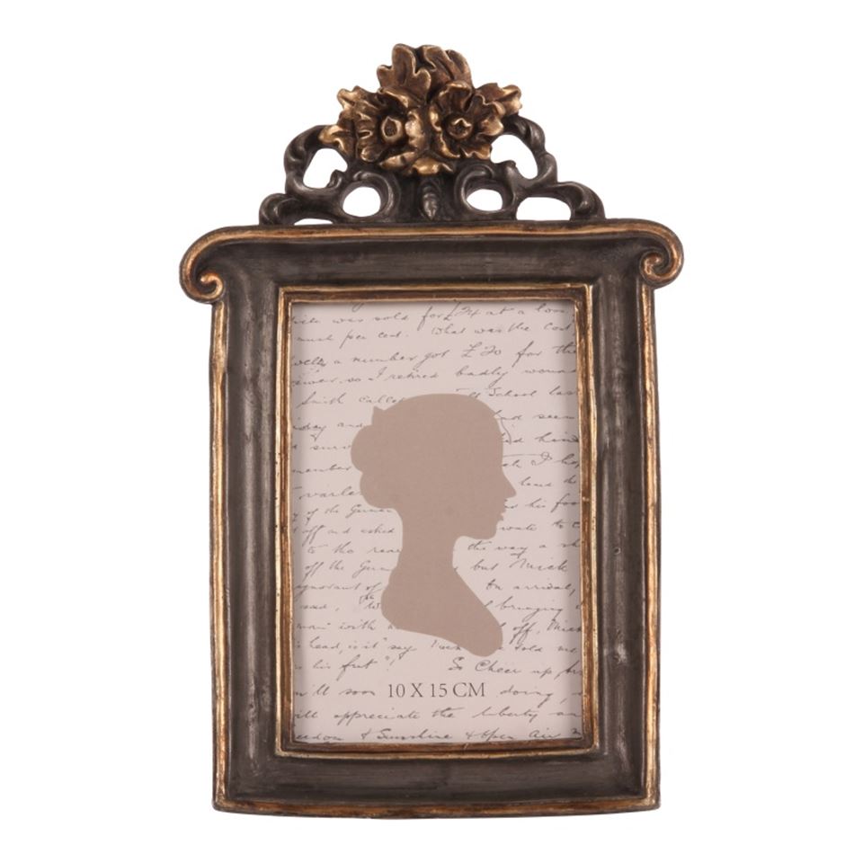 Ramă foto bronz cu ornament ajurat, 10x15 cm