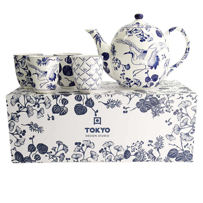 Set de ceai Flora Japonica, ceainic 1300 ml cu 4 cești