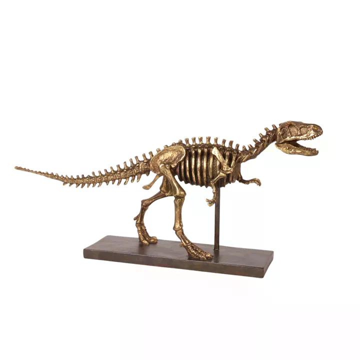 Os de T-Rex pe suport, rășină aurie, 27 cm