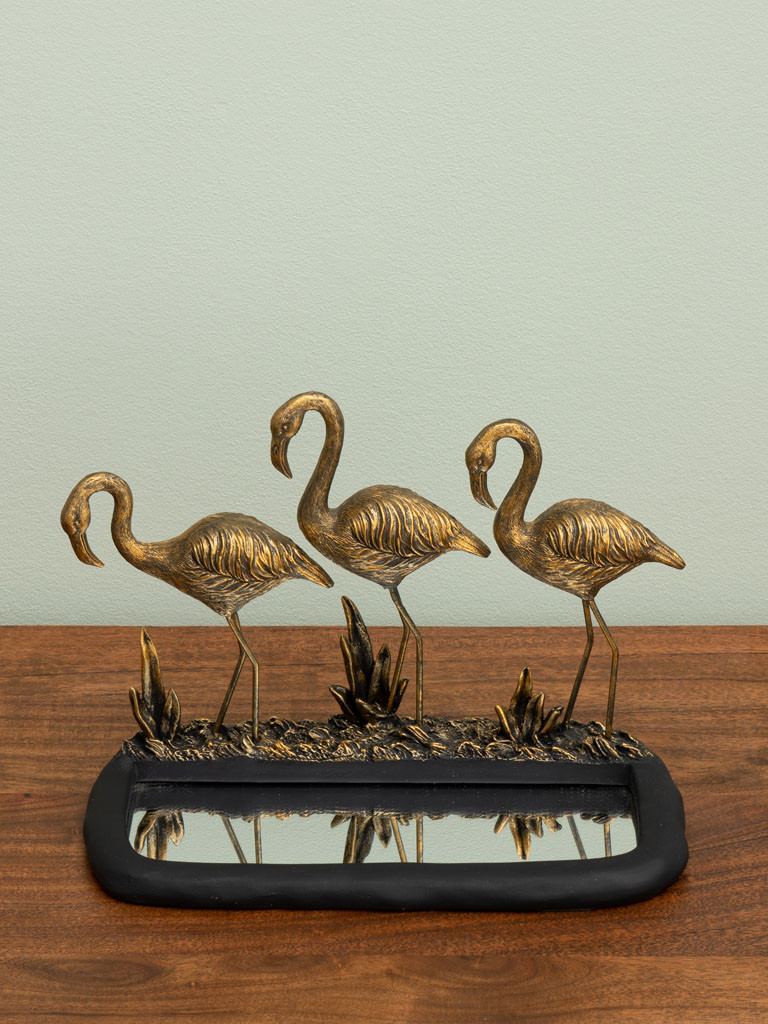 Flamingo aurii cu lac oglindă