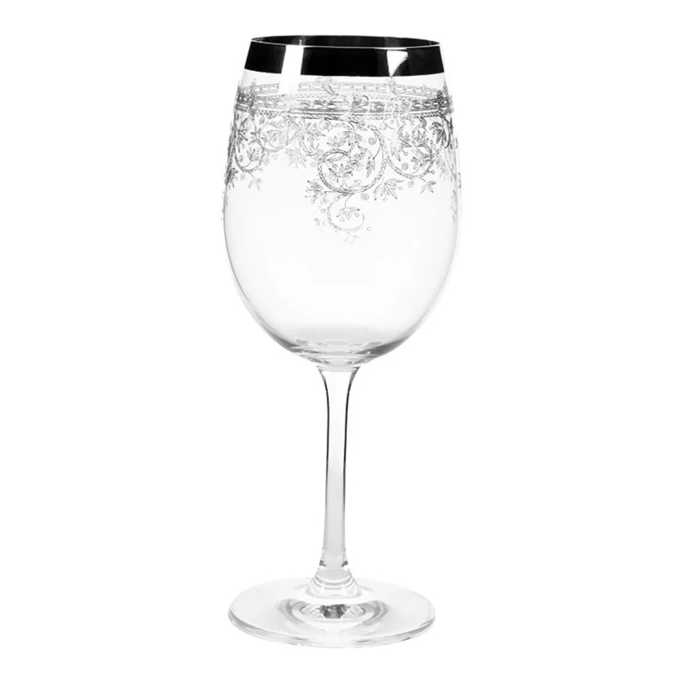 Pahar de vin alb cu bordură argintie, 390 ml