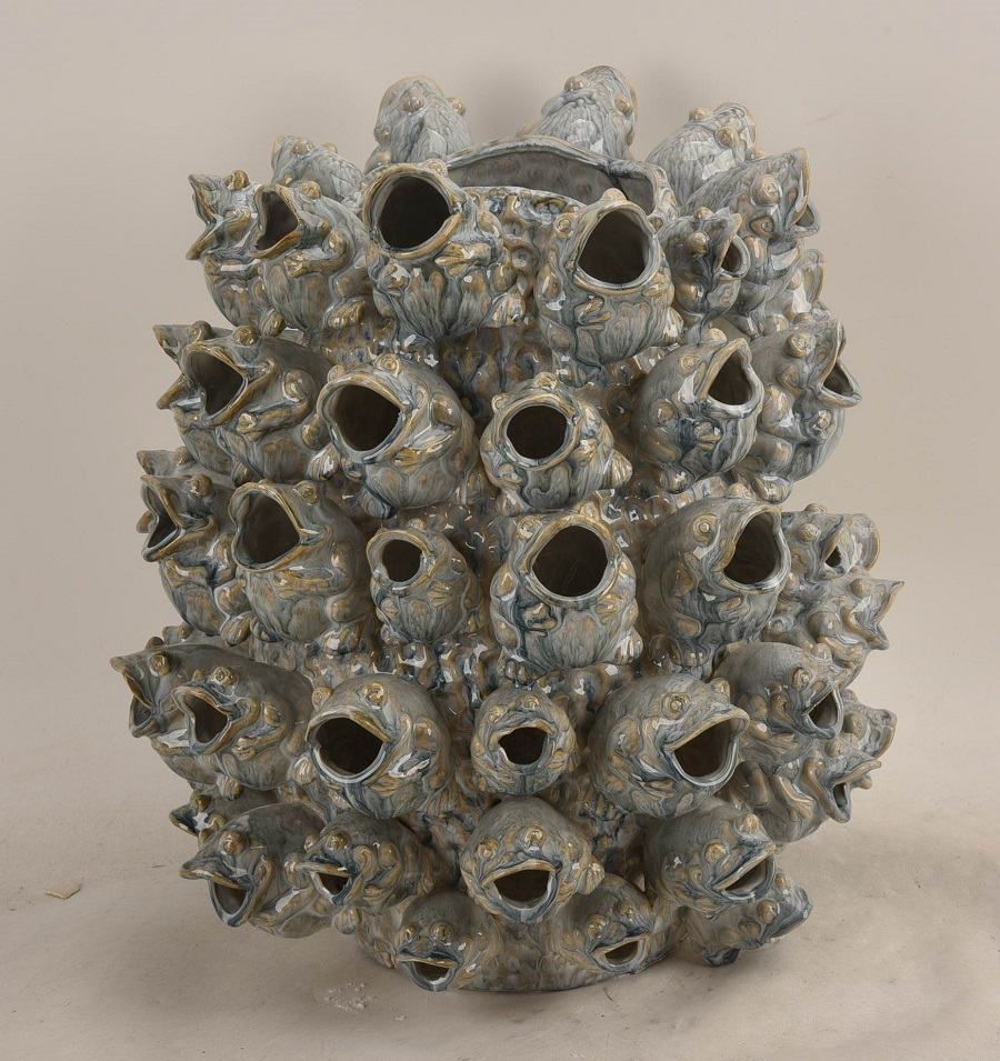 Vază ceramică Frog, albastru/gri, D37x37,5 cm