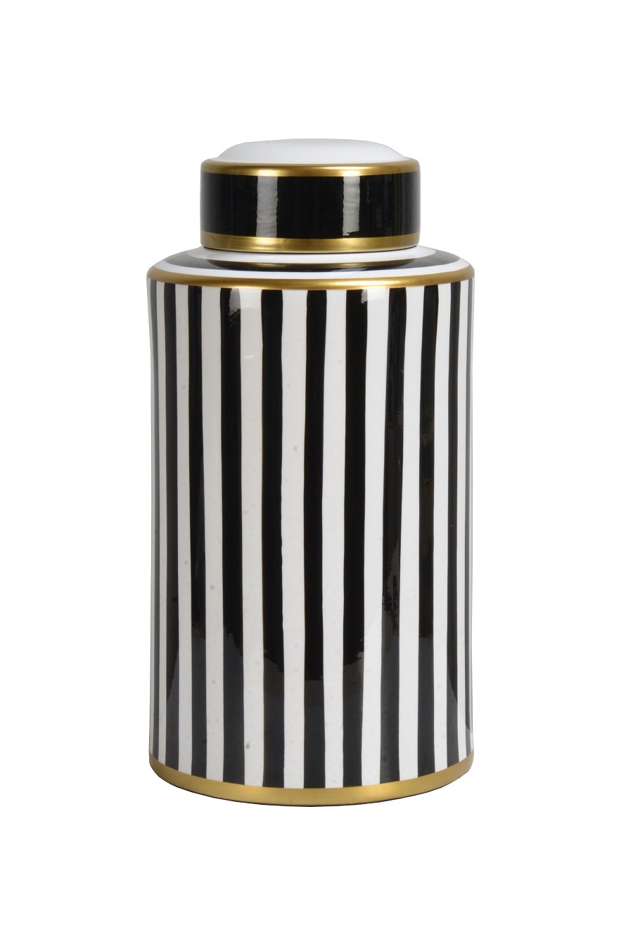White/black ceramic round box d17,5cm
