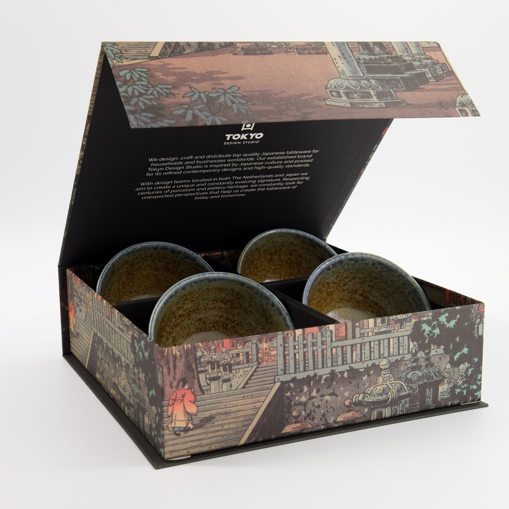 Minoyaki Reef Blue 4pcs Bowl Giftset