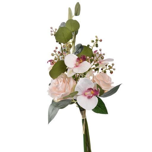 Buchet trandafiri și orhidee, 45 cm, crem-roz