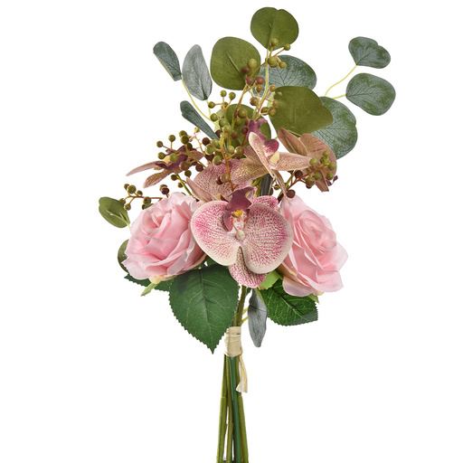 Buchet trandafiri și orhidee, 45 cm, roz