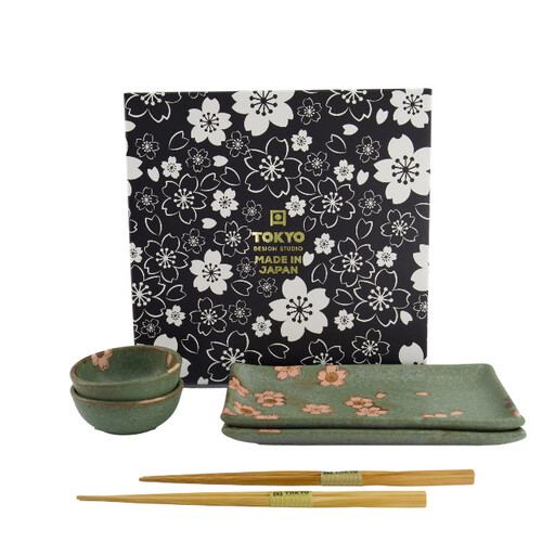 Set sushi Sakura, 6 piese, 22x13 cm, verde