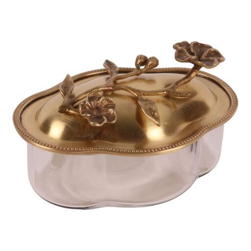 Cutie decorativă din alamă cu flori, 17 cm