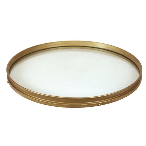 Tavă rotundă cu ramă metalică aurie