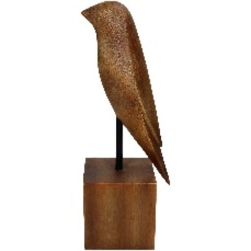 Pasăre decorativă din polirășină, maro, 11x8,7x30 cm