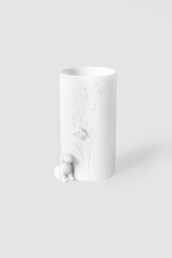 Vază cu câine așezat, D6,9 cm, H12,9 cm