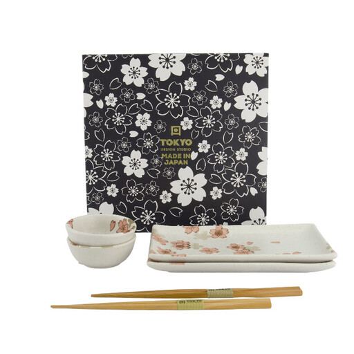 Set sushi Sakura, 6 piese, 22x13 cm, alb