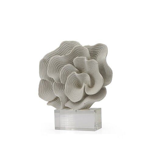 Coral in white resin on glass base