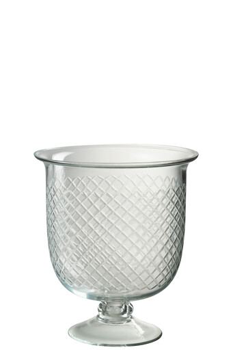 Vază din sticlă transparentă cu picior șah, M, 22,5 cm