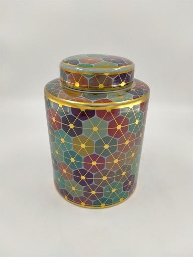 Vas ceramic cu capac Disco, multicolor, H27,5 cm