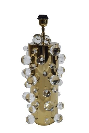 Lampă Atom aurie cu sfere acrilice transparente, D23 cm