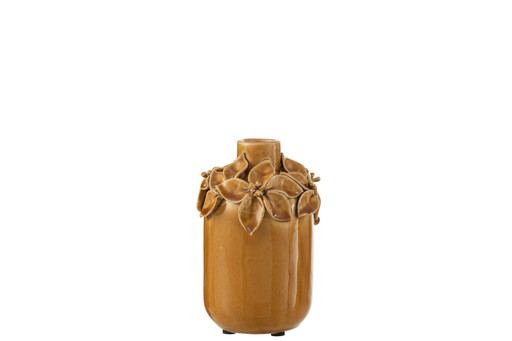Vază Flower din ceramică ocru