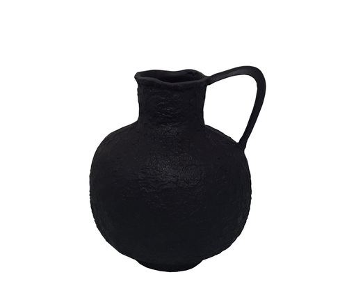 Vază din aluminiu negru texturat, D29,5x37,5 cm