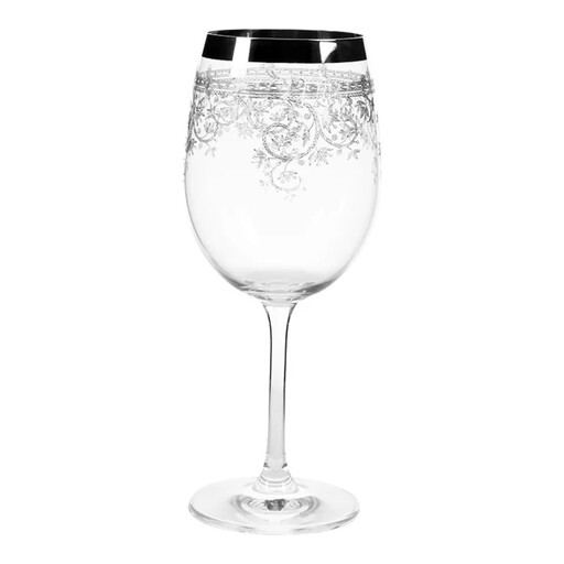 Pahar de vin alb cu bordură argintie, 390 ml