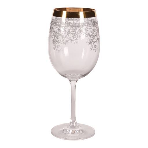 Pahar de vin alb cu bordură aurie, 390 ml