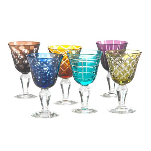 Pahar de vin Cuttings multicolor