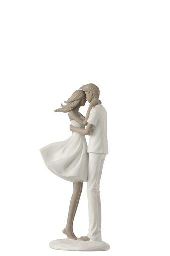 Statuetă cuplu sărutându-se, alb/taupe