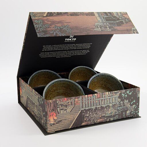 Minoyaki Reef Blue 4pcs Bowl Giftset
