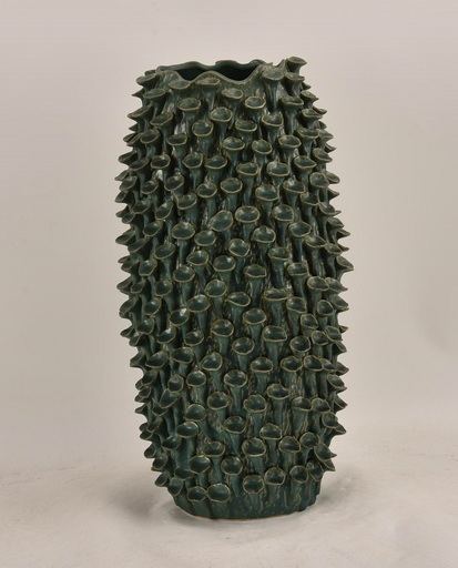 Vază ceramică Patella, verde închis, 25,5x20 cm