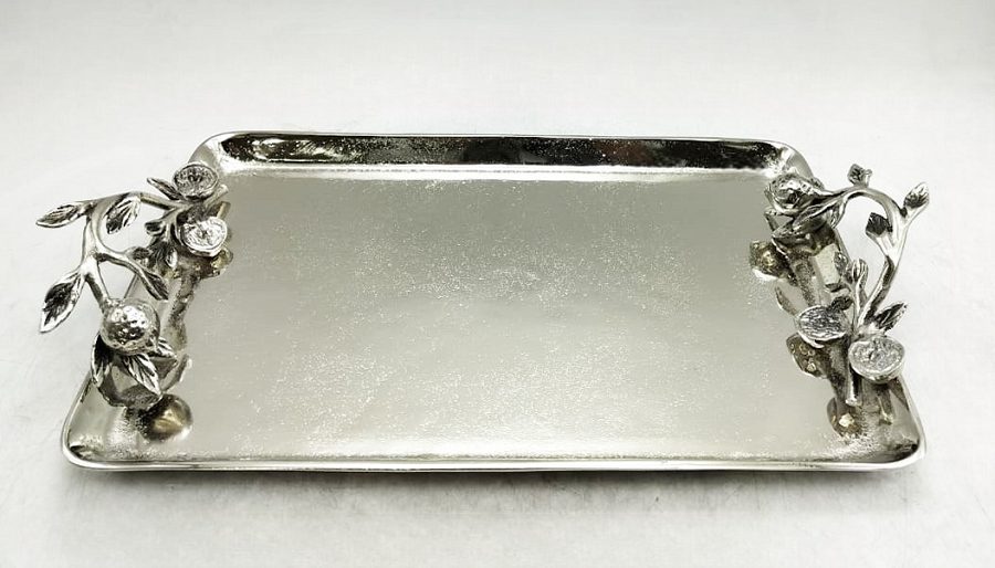 Rect.nickel tray with handle lemon 41x26