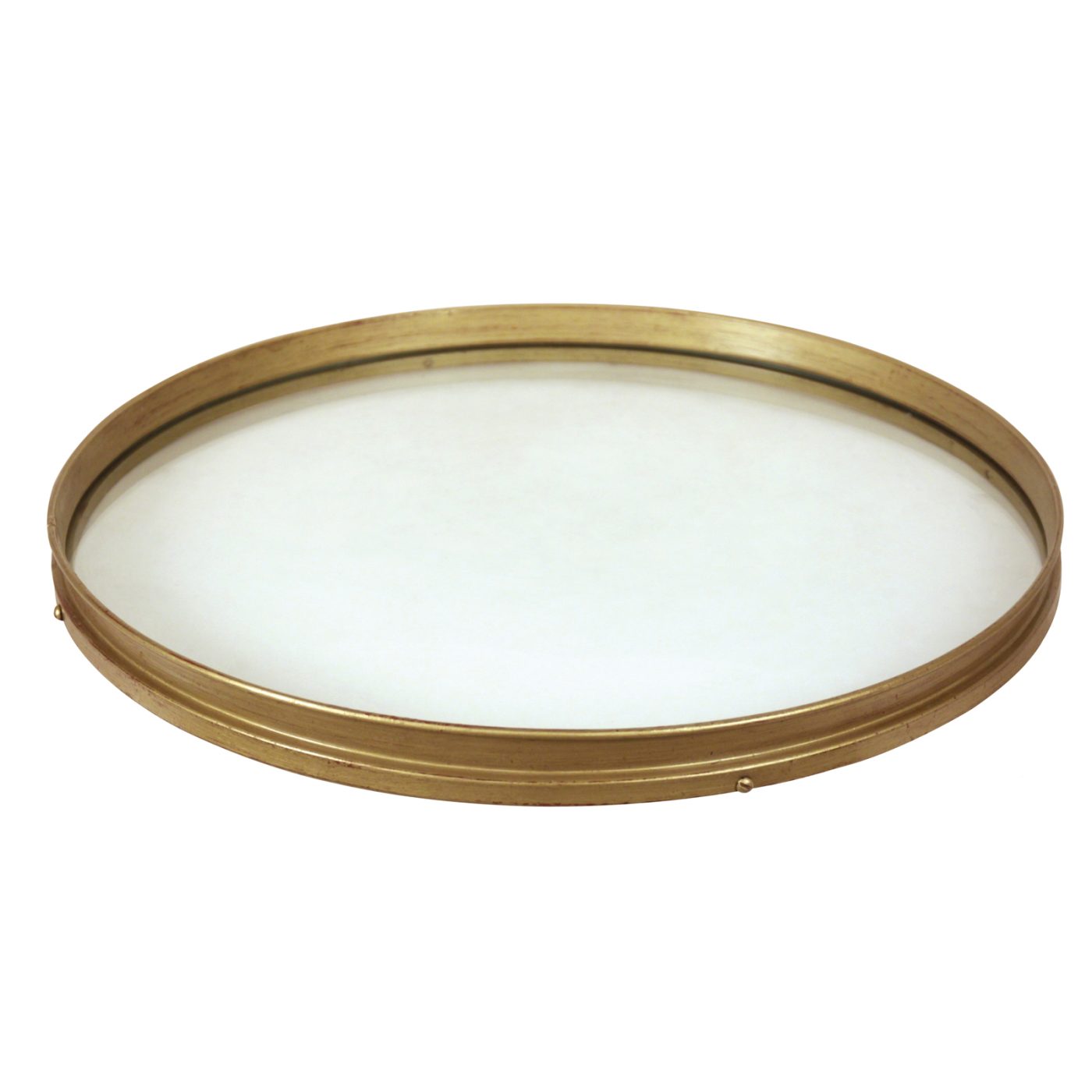 Tavă rotundă cu ramă metalică aurie