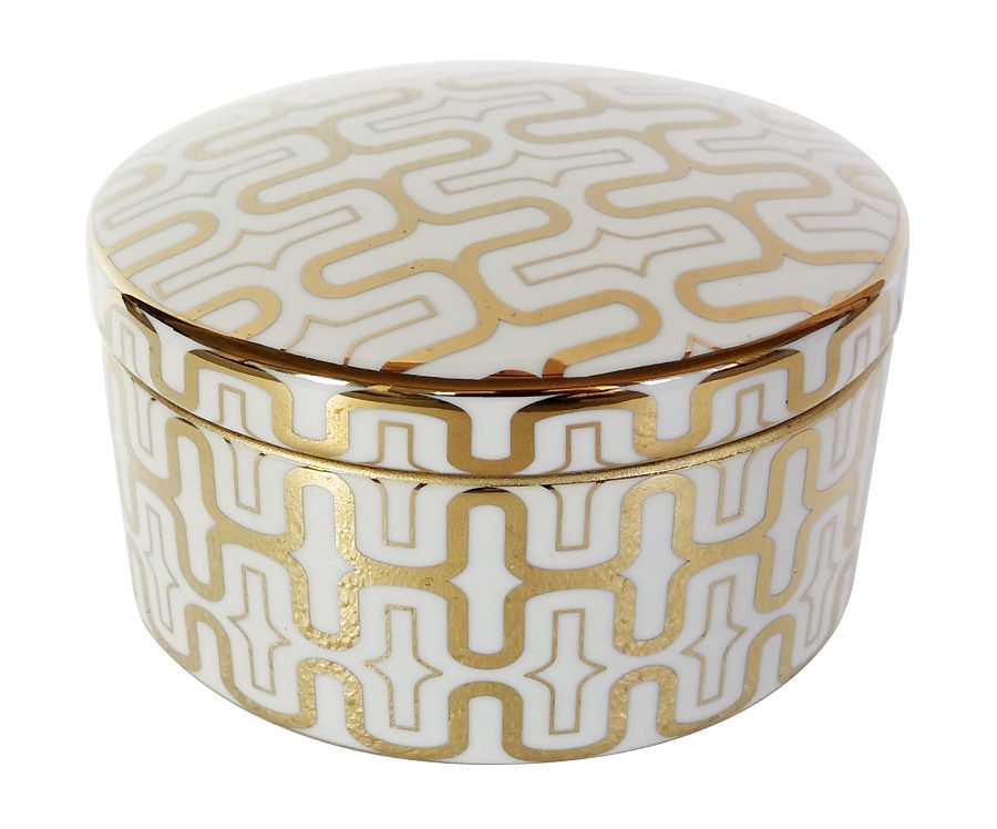 BOX BUBBLE CERAMICS WHITE/GOLD D17x9h