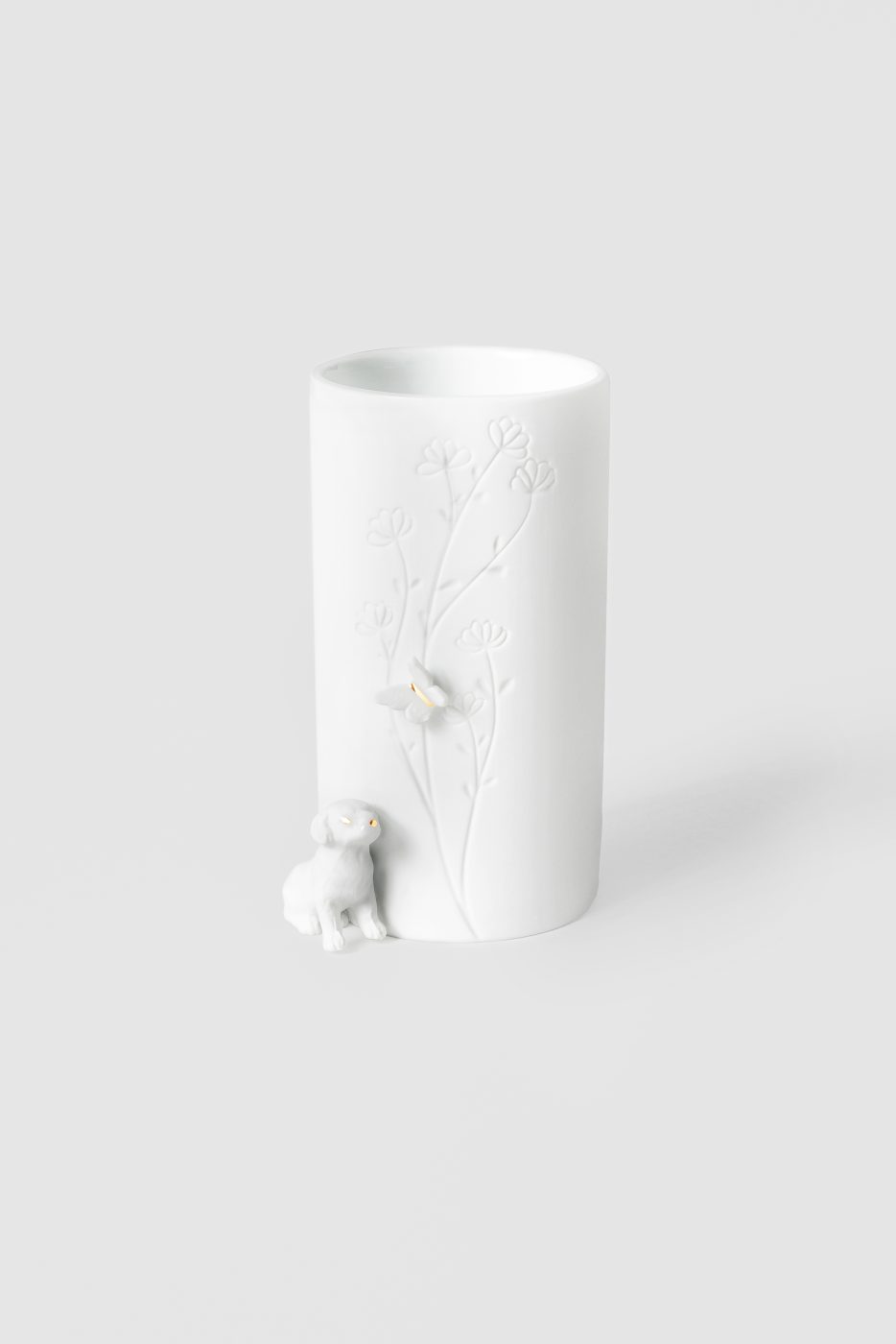 Vase porcelaine dog sitting D.7cm H.13cm