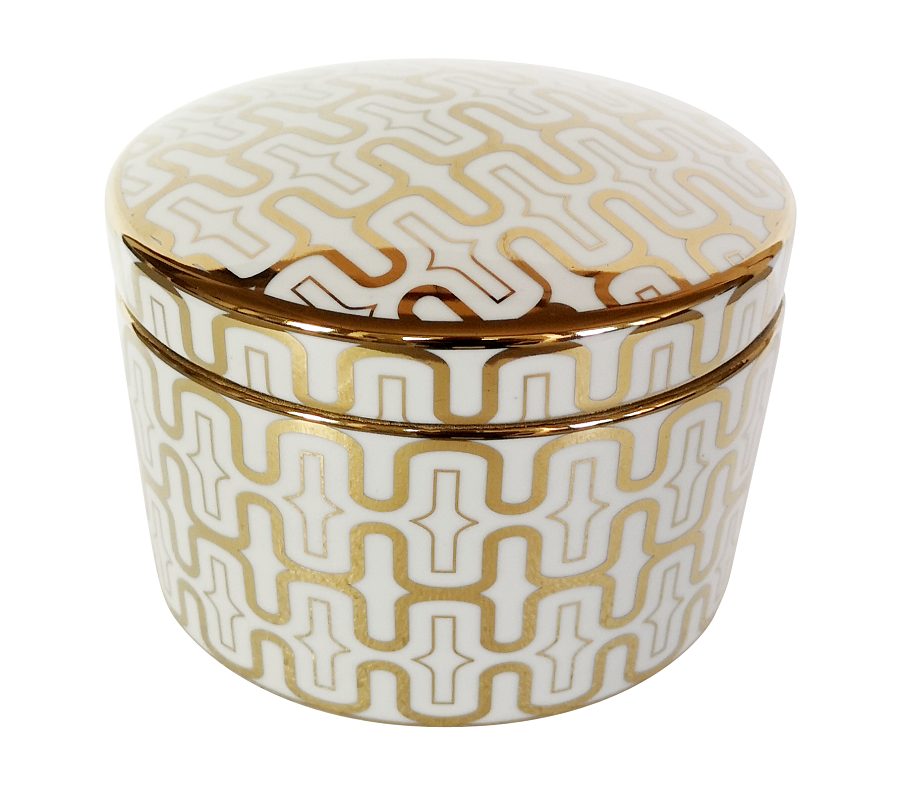 BOX BUBBLE CERAMICS WHITE/GOLD D20x13h